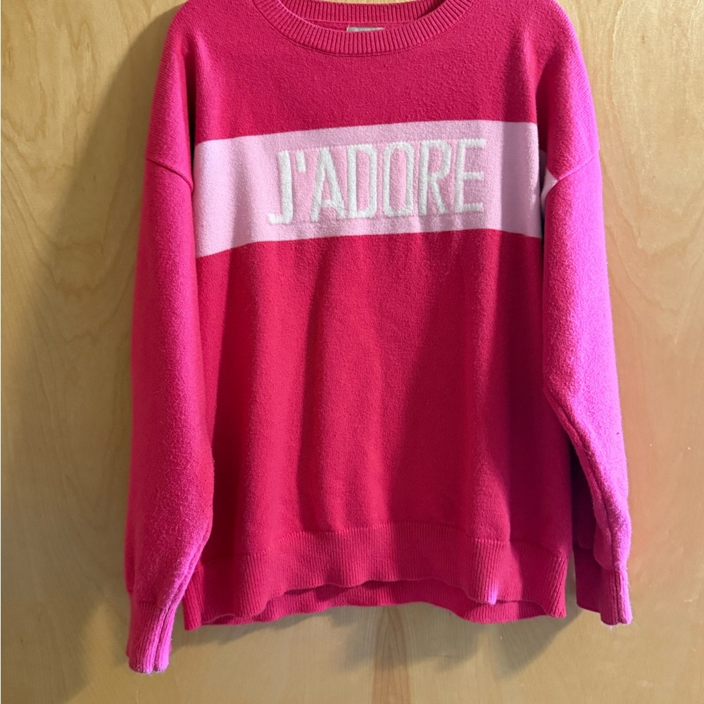 Maeve Vibrant Pink and Soft White Sweater